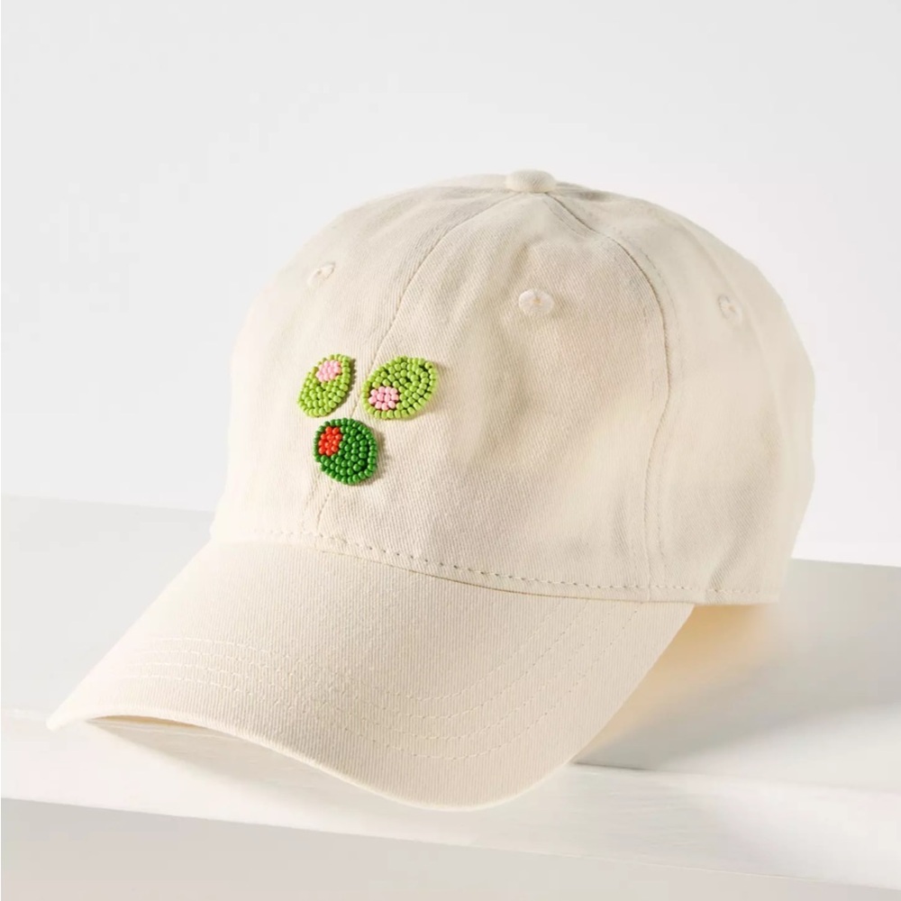 Anthropologie Frasier  Sterling Beaded Olives Baseball Cap NWT